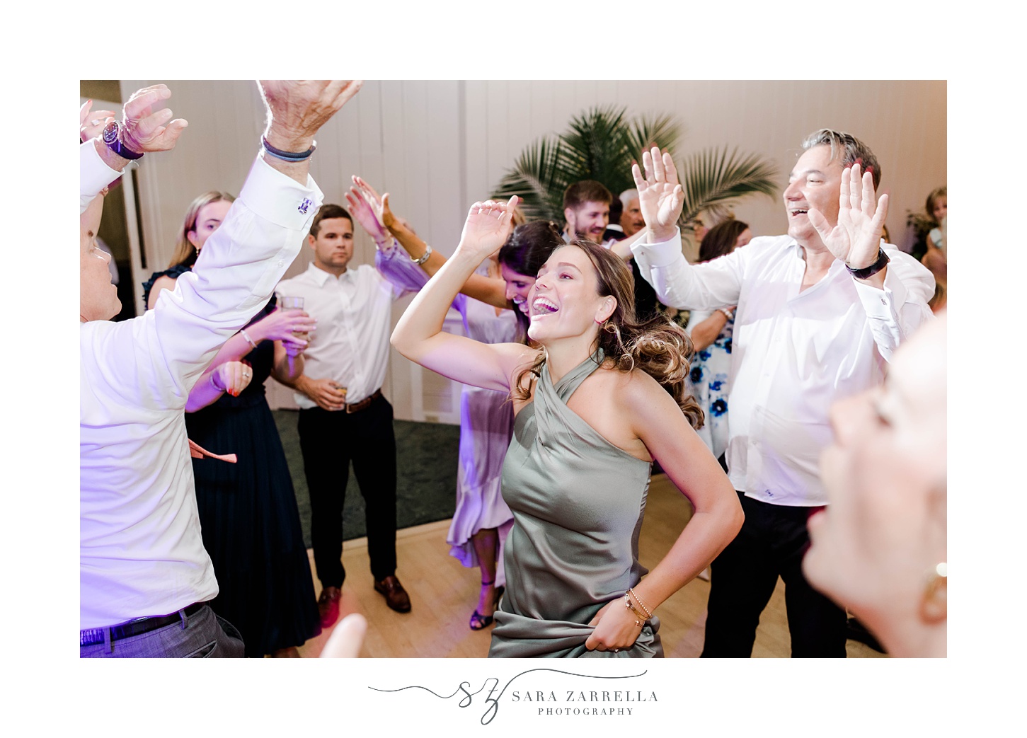 guests dance during Rhode Island wedding reception