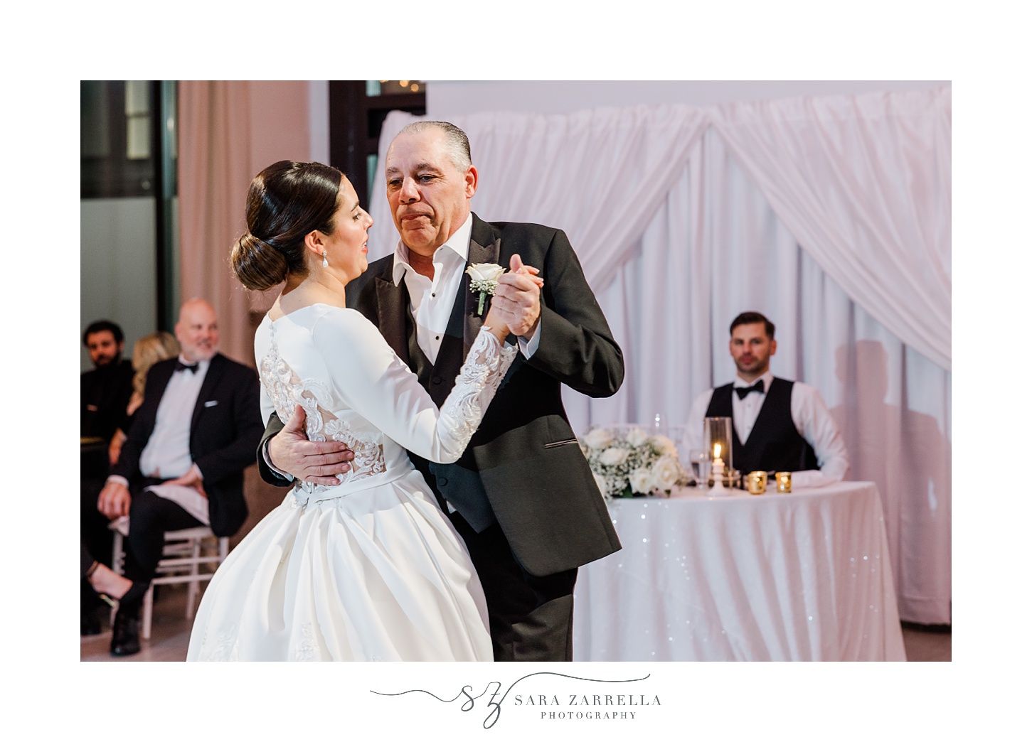 bride dances with dad during Providence RI wedding reception