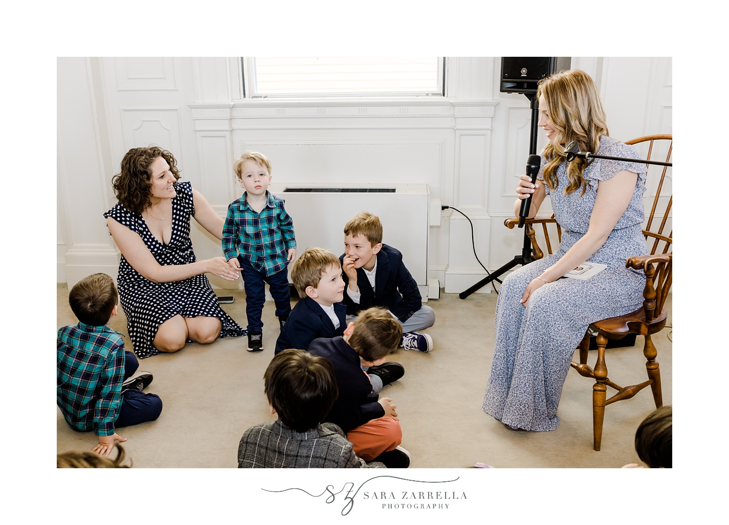 children listen to song during wedding ceremony in East Greenwich RI
