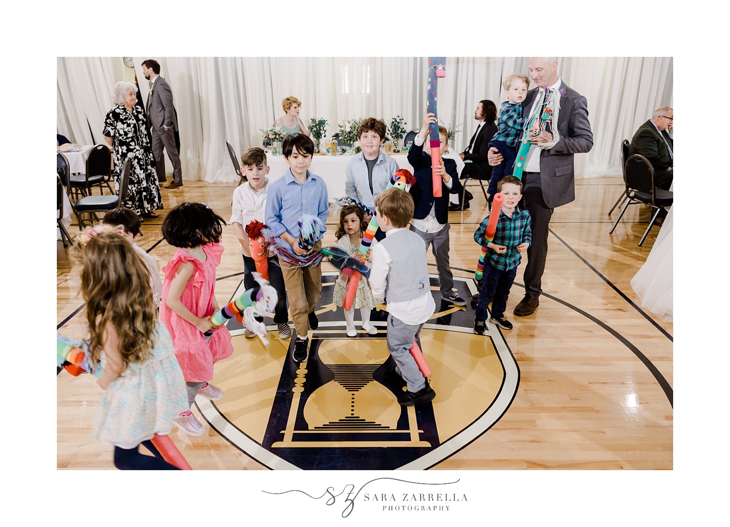 kids play during East Greenwich Town Hall wedding reception