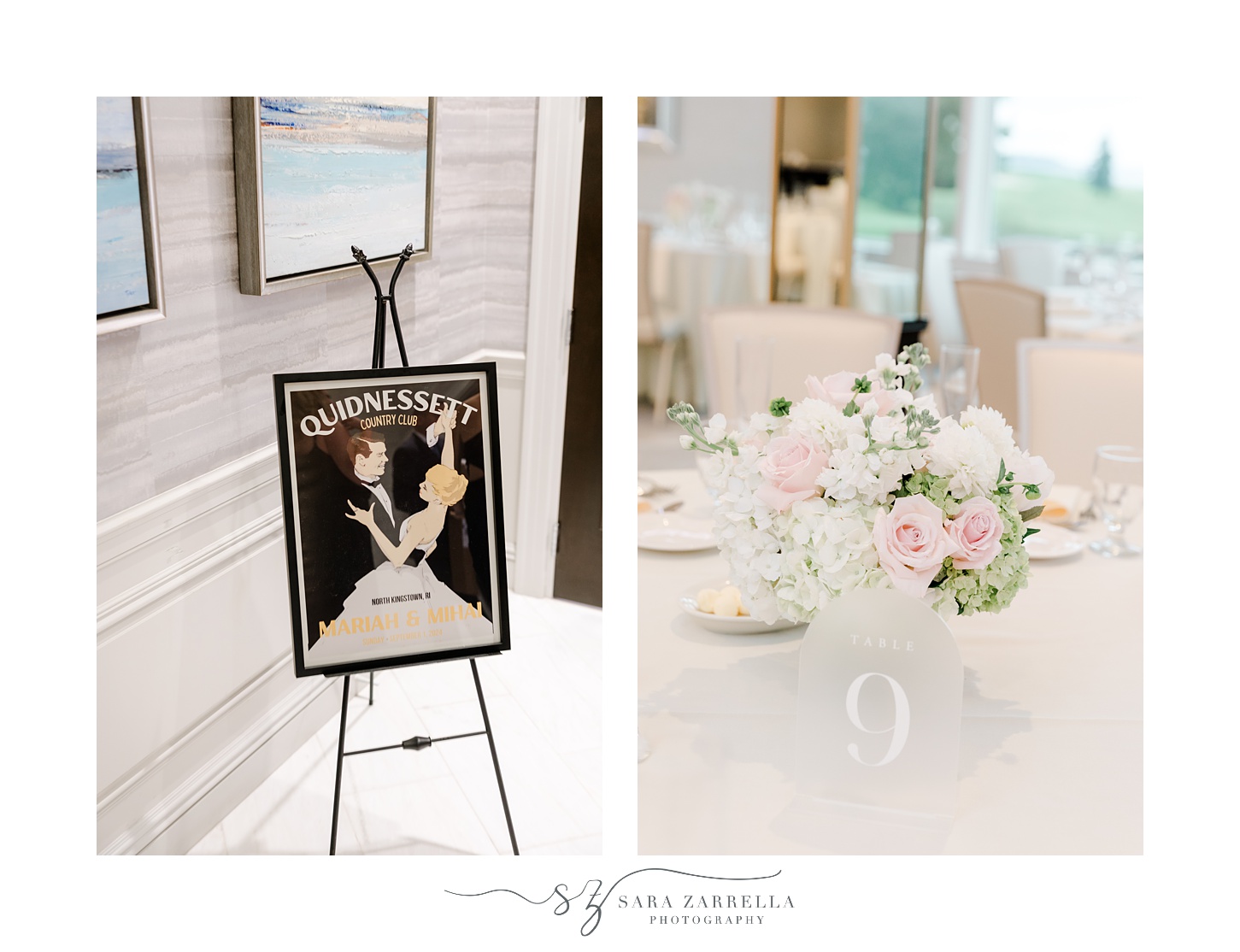 elegant wedding reception at Quidnessett Country Club