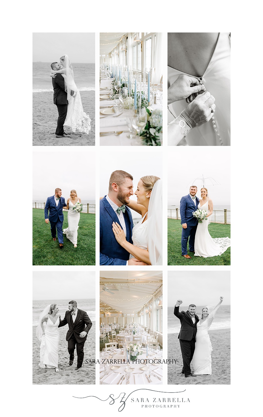 rainy wedding day at the Dunes Club in Narragansett RI