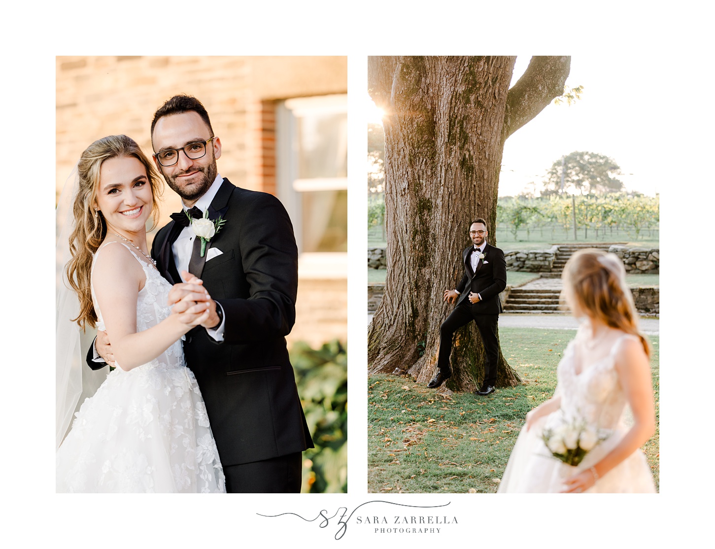 newlyweds dance together outside Shepard's Run