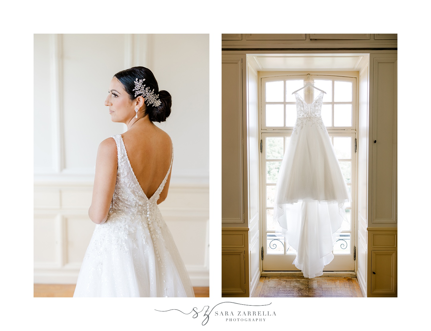 bride looks out window inside Glen Manor House