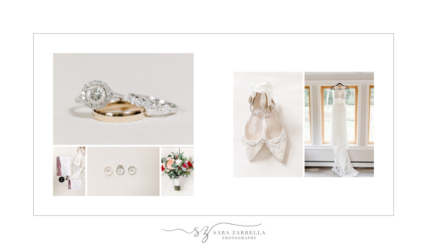 storybook wedding album for wedding at the Graduate Providence designed by RI wedding photographer Sara Zarrella Photography