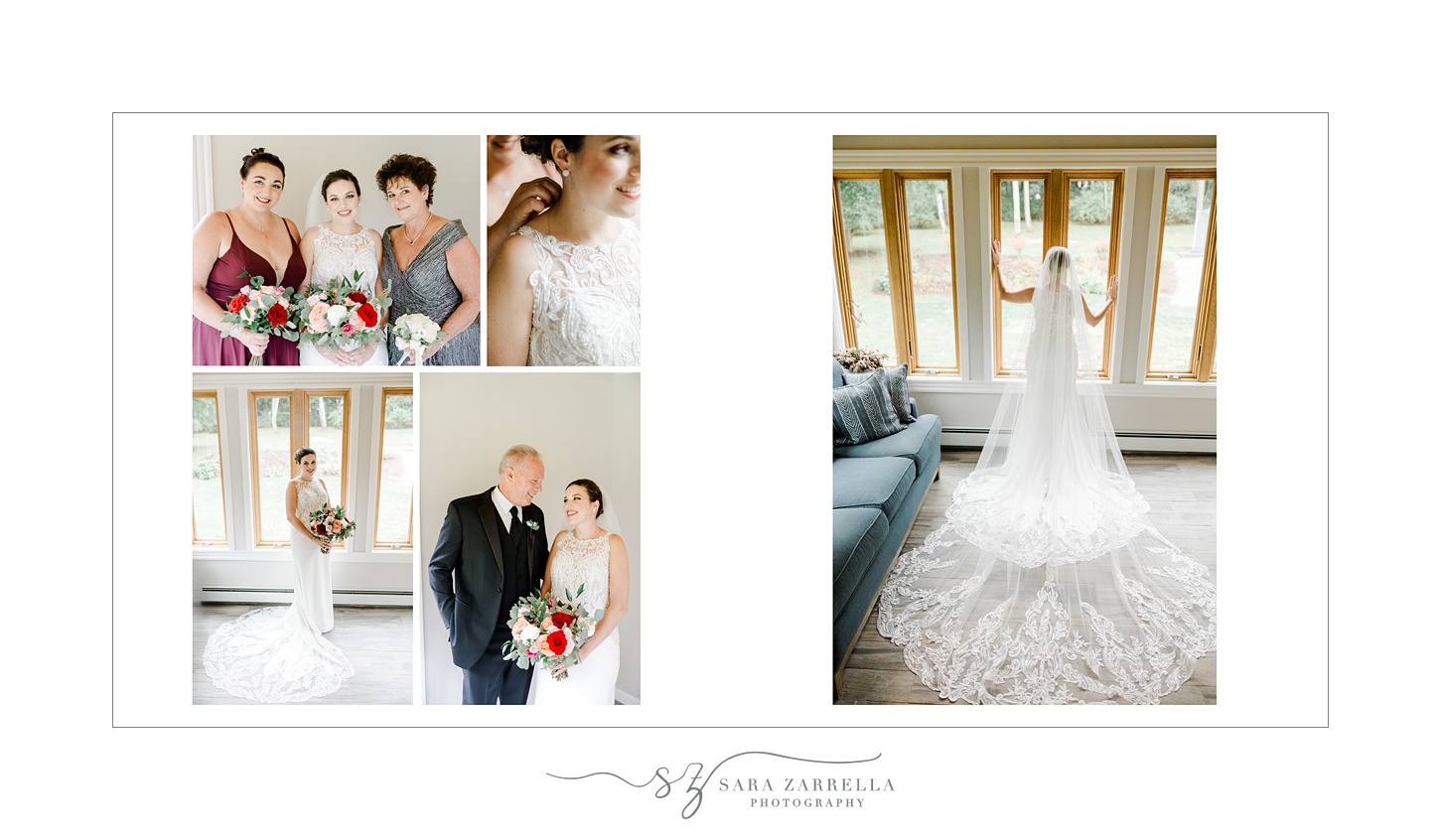 storybook wedding album for wedding at the Graduate Providence designed by RI wedding photographer Sara Zarrella Photography