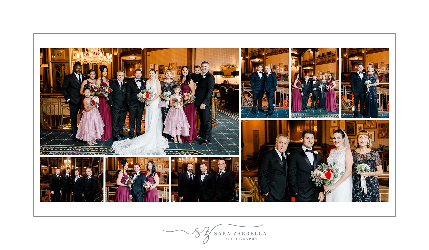 storybook wedding album for wedding at the Graduate Providence designed by RI wedding photographer Sara Zarrella Photography