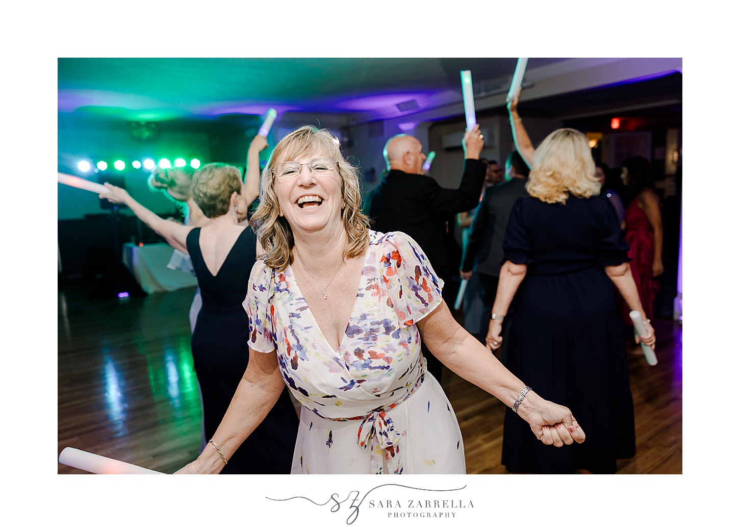 woman dances during Warwick RI wedding reception