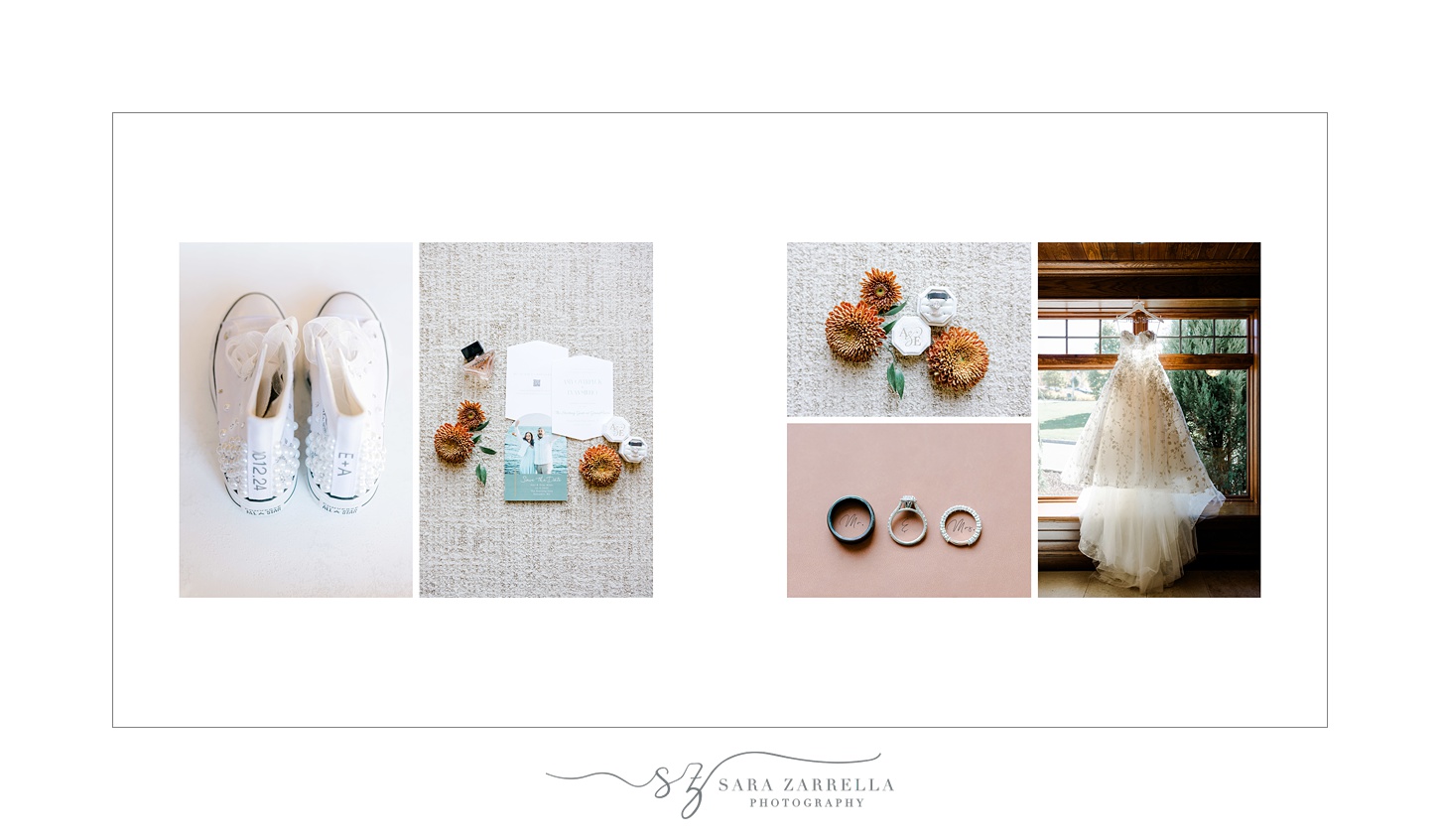 wedding storybook album for The Starting Gate vow renewal designed by New England wedding photographer Sara Zarrella Photography