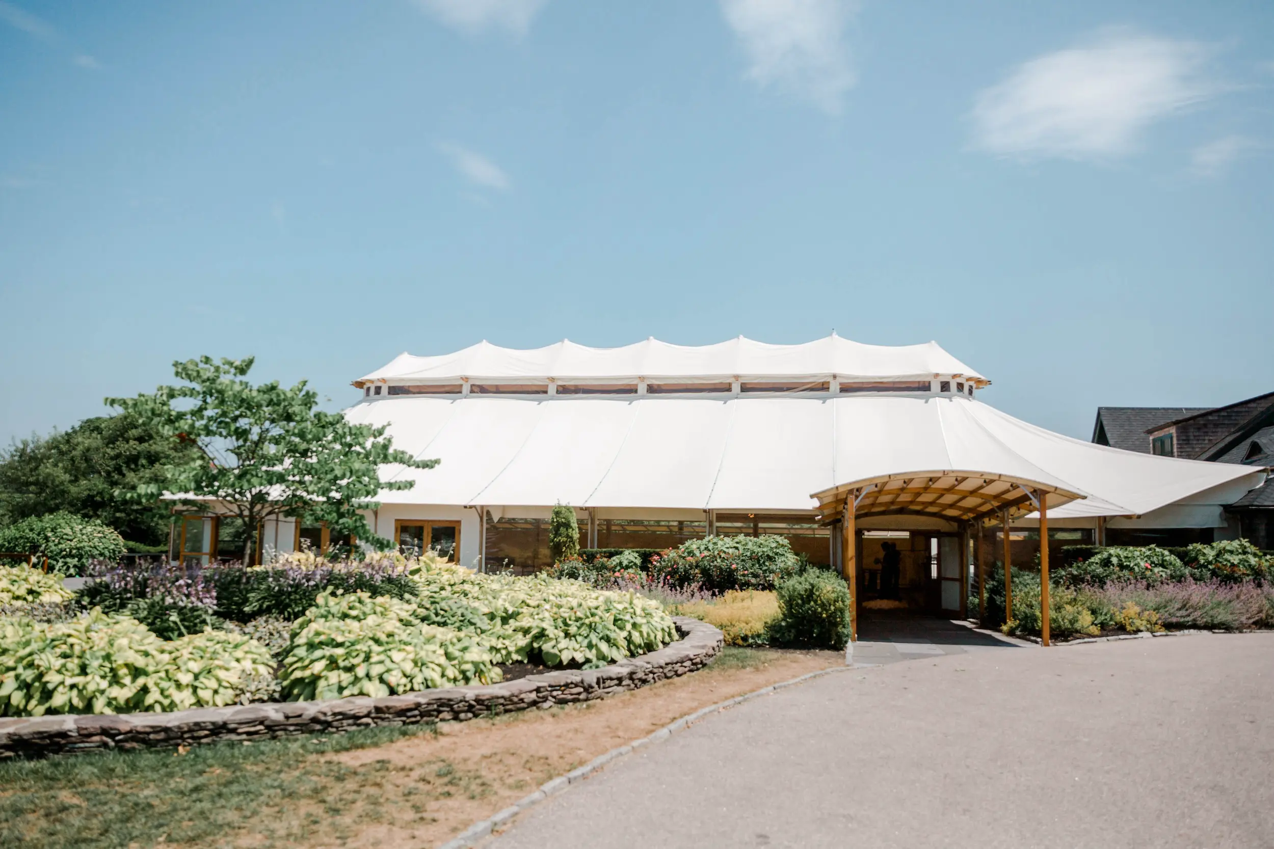 Wedding Ceremony Under Chalet Terrace at Castle Hill Newport