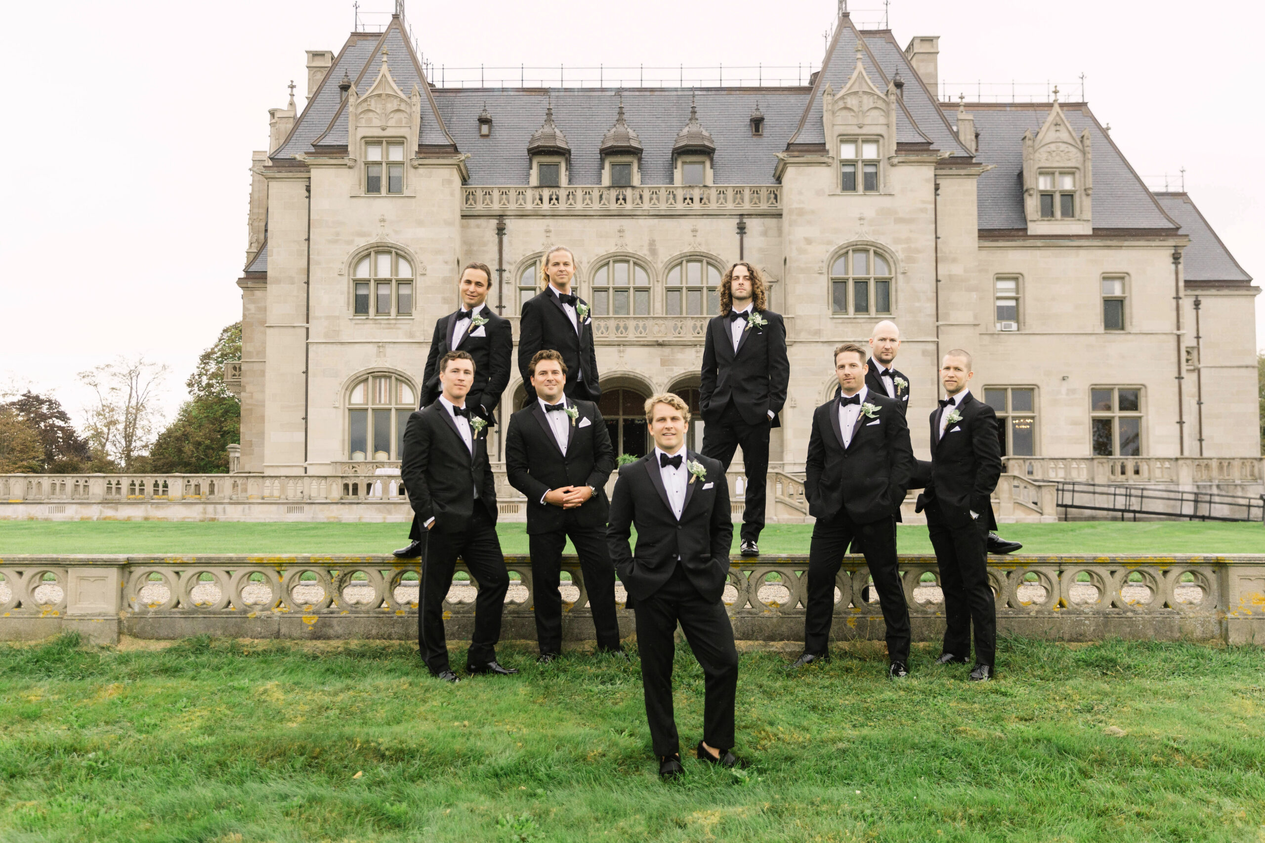 Wedding Photos in front of Ochre Court in Newport RI